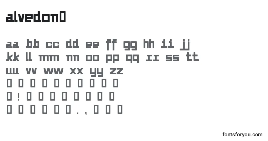 Czcionka Alvedon2 – alfabet, cyfry, specjalne znaki