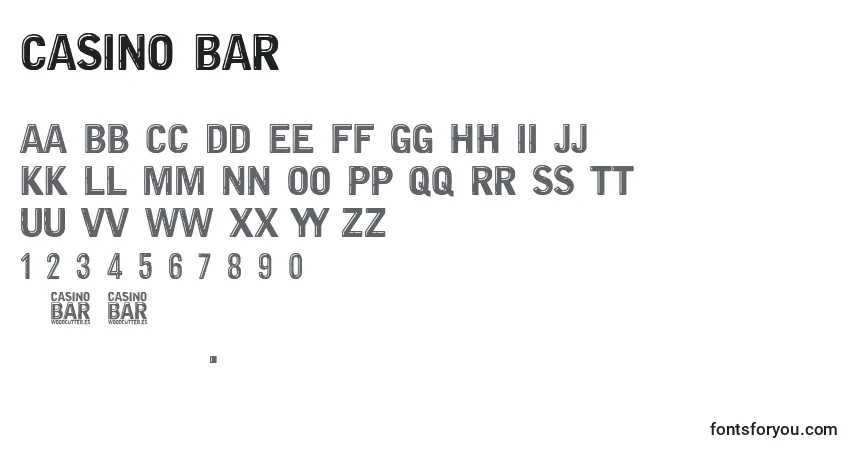 Schriftart Casino Bar – Alphabet, Zahlen, spezielle Symbole
