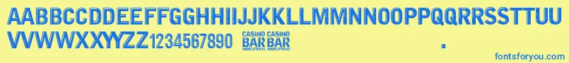 Czcionka Casino Bar – niebieskie czcionki na żółtym tle