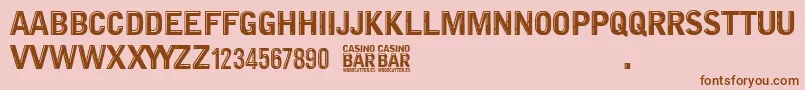 フォントCasino Bar – ピンクの背景に茶色のフォント