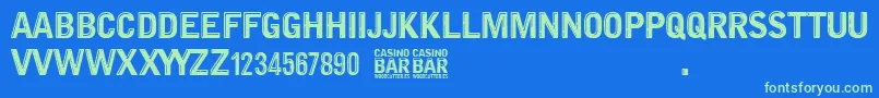 Czcionka Casino Bar – zielone czcionki na niebieskim tle