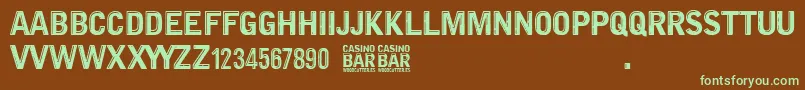 Casino Bar-Schriftart – Grüne Schriften auf braunem Hintergrund