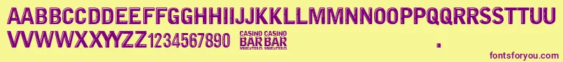 Шрифт Casino Bar – фиолетовые шрифты на жёлтом фоне