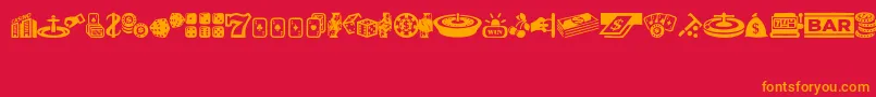 Casino Font – Orange Fonts on Red Background