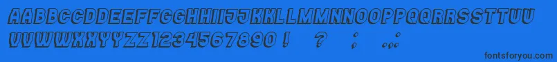 Casino3D Italic-Schriftart – Schwarze Schriften auf blauem Hintergrund