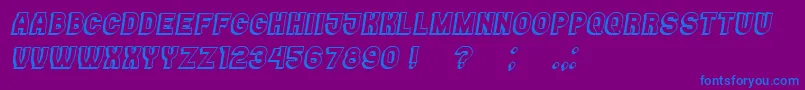 フォントCasino3D Italic – 紫色の背景に青い文字
