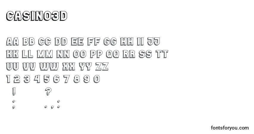 Czcionka Casino3D – alfabet, cyfry, specjalne znaki