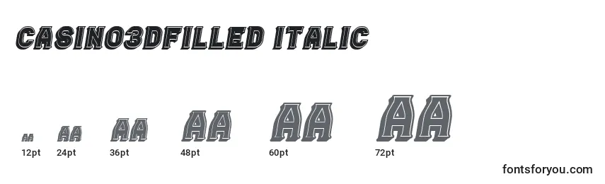 Größen der Schriftart Casino3DFilled Italic