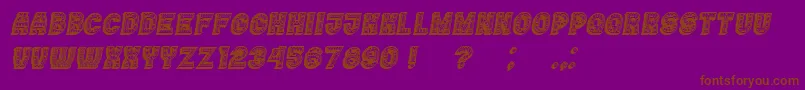 Casino3DFilledMarquee Italic-Schriftart – Braune Schriften auf violettem Hintergrund