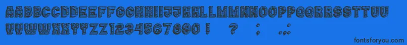 Casino3DFilledMarquee-Schriftart – Schwarze Schriften auf blauem Hintergrund