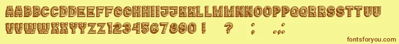 Casino3DFilledMarquee-Schriftart – Braune Schriften auf gelbem Hintergrund