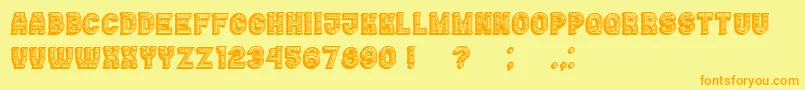 Casino3DFilledMarquee-Schriftart – Orangefarbene Schriften auf gelbem Hintergrund