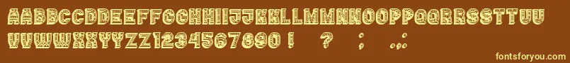 Casino3DFilledMarquee-Schriftart – Gelbe Schriften auf braunem Hintergrund