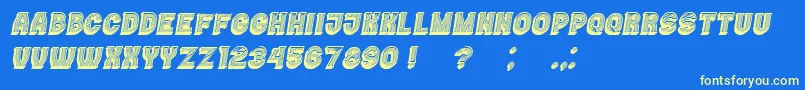 Casino3DLines Italic Font – Yellow Fonts on Blue Background