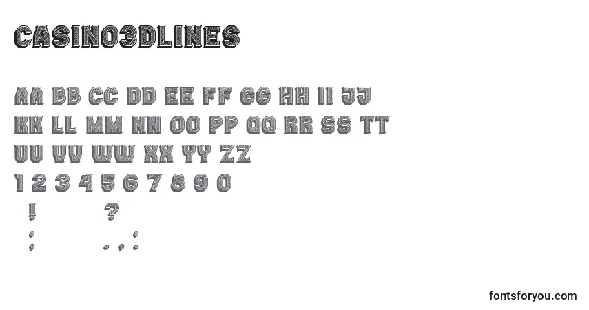 A fonte Casino3DLines – alfabeto, números, caracteres especiais