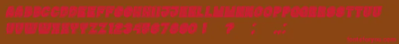フォントCasino3DLinesMarquee Italic – 赤い文字が茶色の背景にあります。