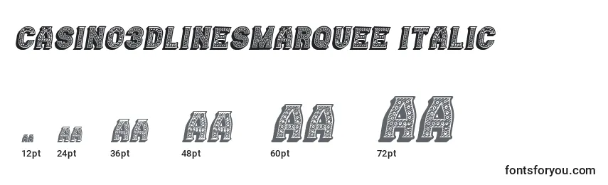 Größen der Schriftart Casino3DLinesMarquee Italic