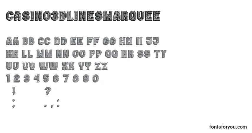 Schriftart Casino3DLinesMarquee – Alphabet, Zahlen, spezielle Symbole