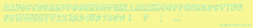 Casino3DMarquee Italic Font – Green Fonts on Yellow Background