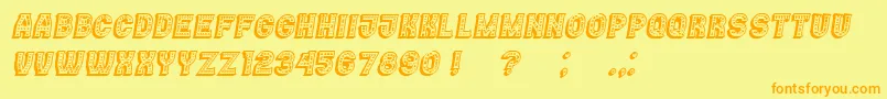 Casino3DMarquee Italic Font – Orange Fonts on Yellow Background