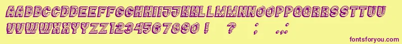 Casino3DMarquee Italic Font – Purple Fonts on Yellow Background