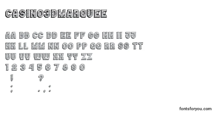 Fuente Casino3DMarquee - alfabeto, números, caracteres especiales
