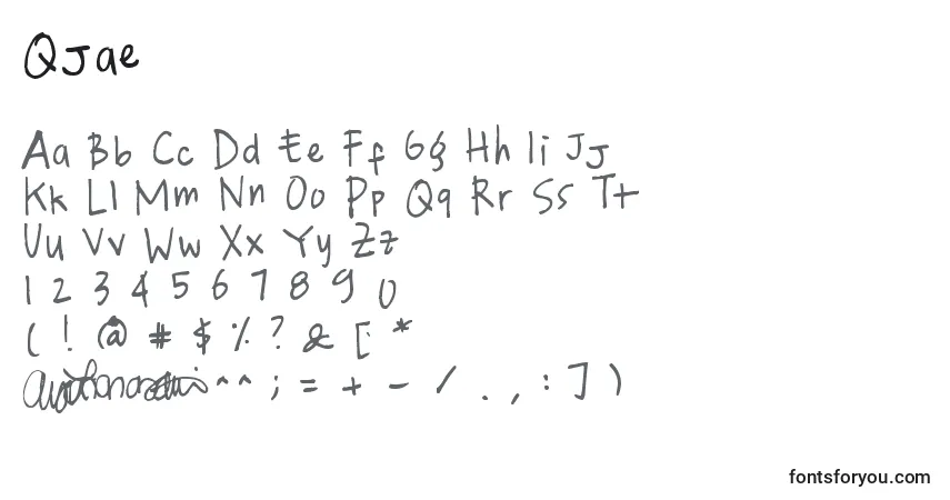 Schriftart Qjae – Alphabet, Zahlen, spezielle Symbole