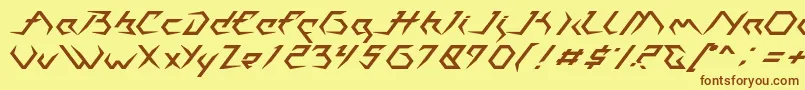 フォントCasiopeia   PERSONAL USE ONLY – 茶色の文字が黄色の背景にあります。