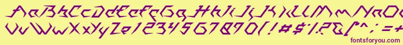 フォントCasiopeia   PERSONAL USE ONLY – 紫色のフォント、黄色の背景