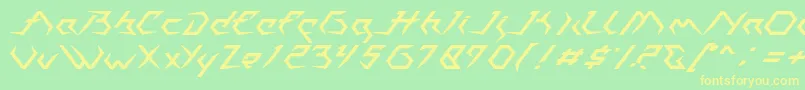 Casiopeia   PERSONAL USE ONLY-fontti – keltaiset fontit vihreällä taustalla