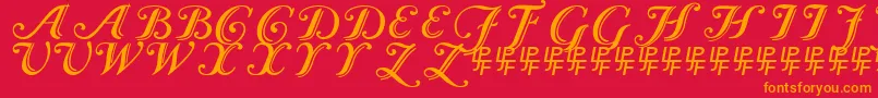 Fonte Caslon Calligraphic – fontes laranjas em um fundo vermelho