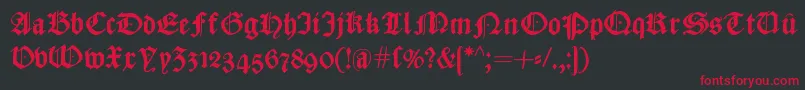 CaslonishFraxx-Schriftart – Rote Schriften auf schwarzem Hintergrund