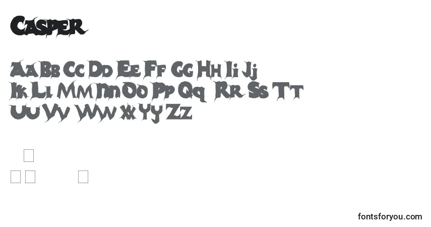 Schriftart Casper (122937) – Alphabet, Zahlen, spezielle Symbole