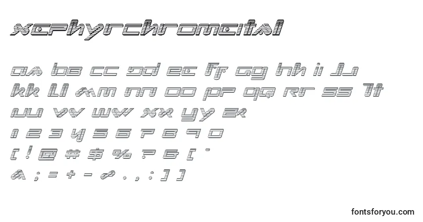 Шрифт Xephyrchromeital – алфавит, цифры, специальные символы