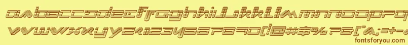 フォントXephyrchromeital – 茶色の文字が黄色の背景にあります。