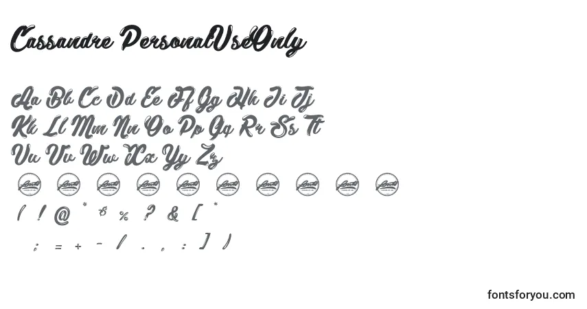 Schriftart Cassandre PersonalUseOnly – Alphabet, Zahlen, spezielle Symbole