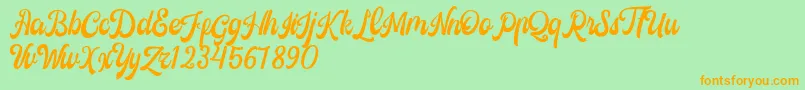 Castela Demo Font – Orange Fonts on Green Background