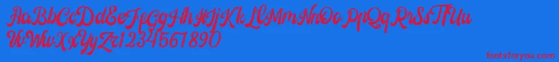 Castela Demo Font – Red Fonts on Blue Background