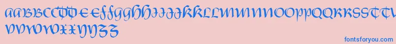 castiglione-Schriftart – Blaue Schriften auf rosa Hintergrund