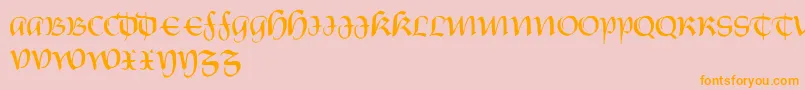 castiglione-Schriftart – Orangefarbene Schriften auf rosa Hintergrund