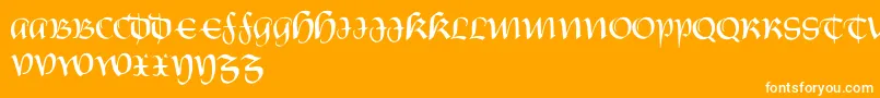 castiglione-Schriftart – Weiße Schriften auf orangefarbenem Hintergrund