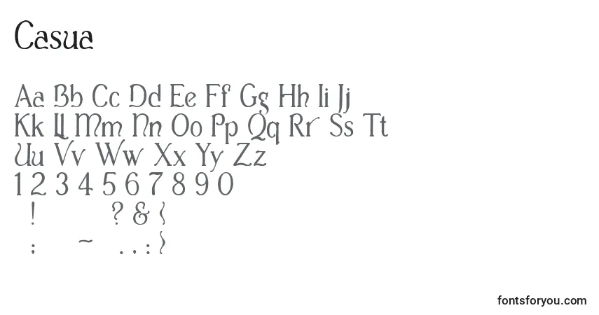 A fonte Casua (122949) – alfabeto, números, caracteres especiais