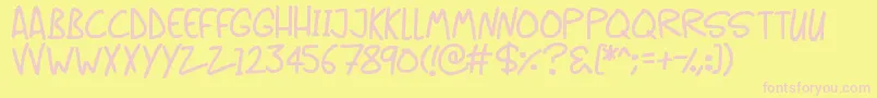 Casual Caps-Schriftart – Rosa Schriften auf gelbem Hintergrund