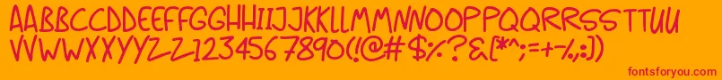Casual Caps Font – Red Fonts on Orange Background