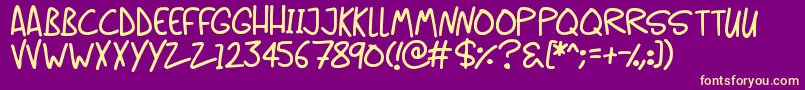 Casual Caps-fontti – keltaiset fontit violetilla taustalla