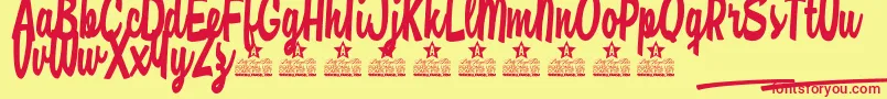 Fonte Casual Chance Personal Use – fontes vermelhas em um fundo amarelo