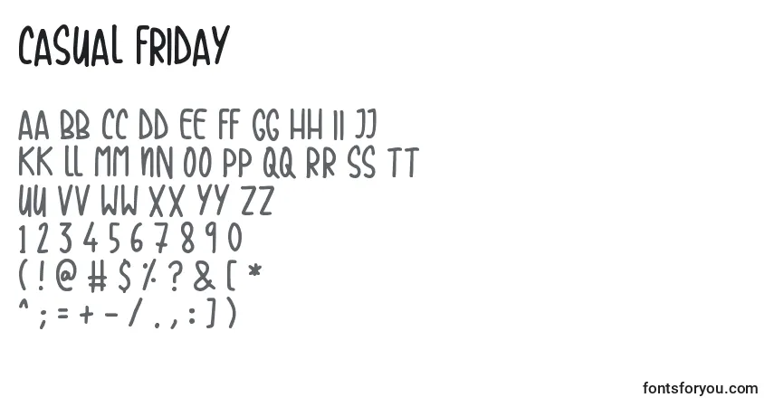 A fonte Casual Friday (122954) – alfabeto, números, caracteres especiais