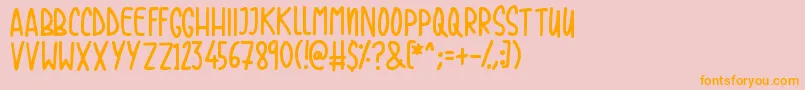 フォントCasual Friday – オレンジの文字がピンクの背景にあります。