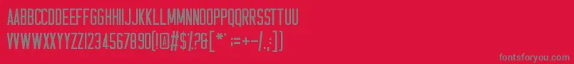 Casual Hardcore-fontti – harmaat kirjasimet punaisella taustalla