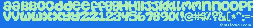 casual Font – Green Fonts on Blue Background